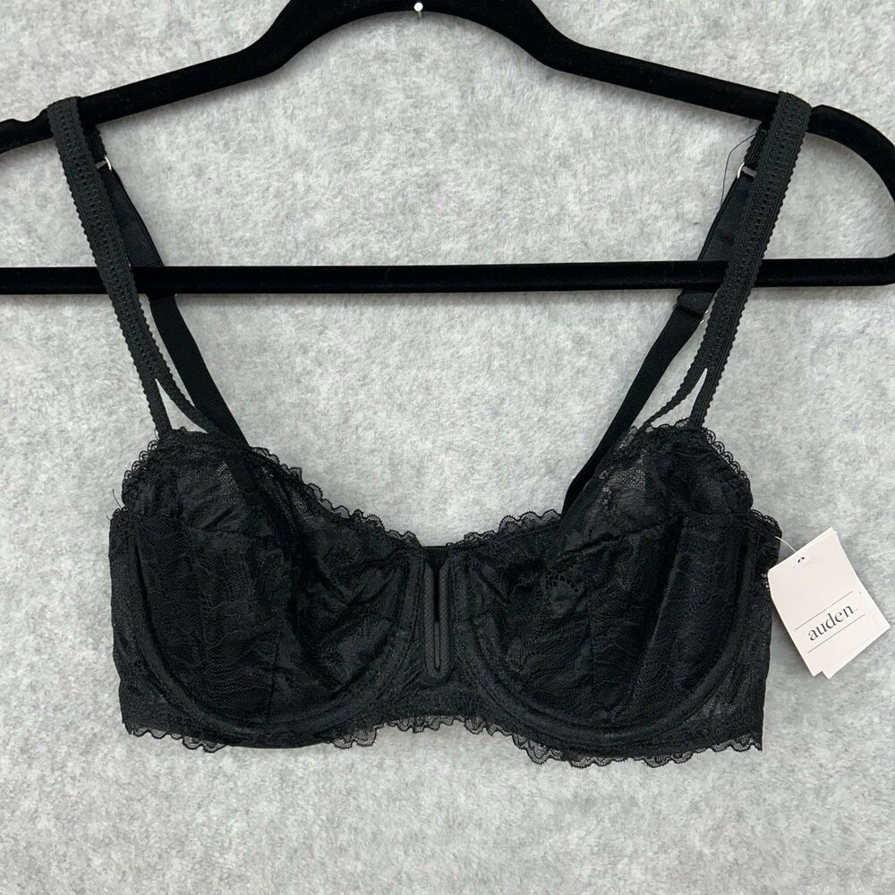 Auden 34C NWT unlined balconette coverage underwire bra black sexy lace lingerie